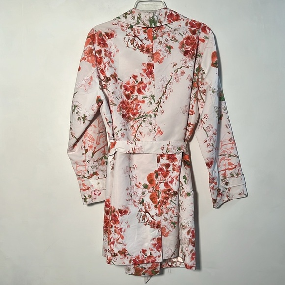 DENNIS BASSO Multi Pink/Green Floral Spring Coquette Career Boho Trench Coat 1X - Picture 2 of 16